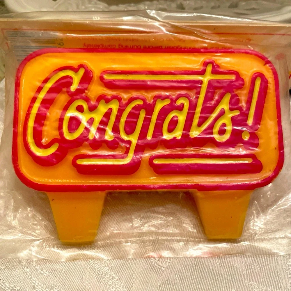 CONGRATS Vintage Sign Caketopper Candle new Congratulations on Amazon Fallout